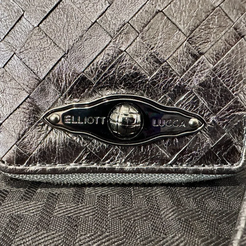 Elliott Lucca Pewter Woven Leather Wristlet Wallet